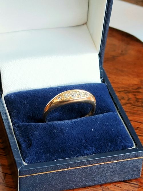 ANTIQUE 18CT GOLD DIAMOND GYPSY RING CHESTER 1914 WW1 RING SIZE P5 - ADDITIONAL PHOTO 2