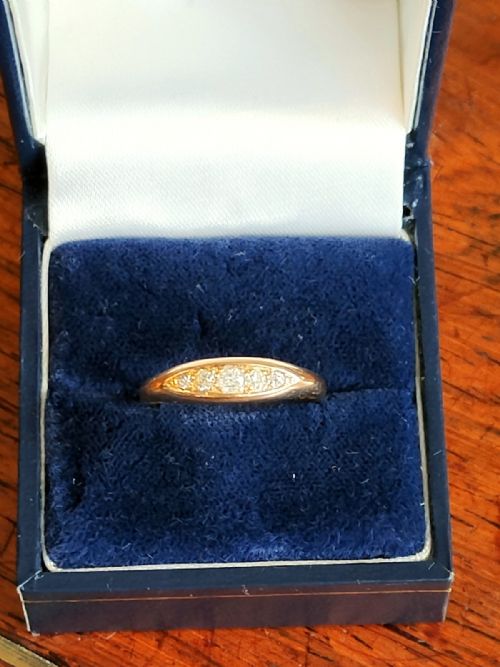 ANTIQUE 18CT GOLD DIAMOND GYPSY RING CHESTER 1914 WW1 RING SIZE P5 - ADDITIONAL PHOTO 3