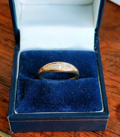 ANTIQUE 18CT GOLD DIAMOND GYPSY RING CHESTER 1914 WW1 RING SIZE P5 - ADDITIONAL PHOTO 4