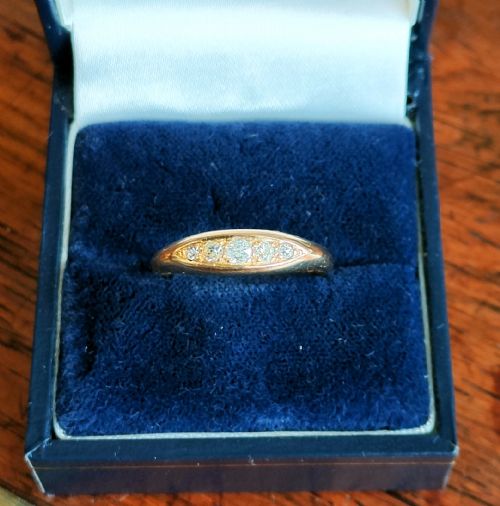ANTIQUE 18CT GOLD DIAMOND GYPSY RING CHESTER 1914 WW1 RING SIZE P5 - ADDITIONAL PHOTO 5