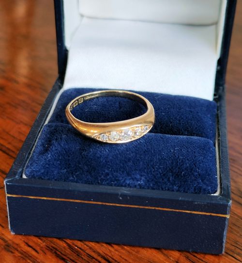 ANTIQUE 18CT GOLD DIAMOND GYPSY RING CHESTER 1914 WW1 RING SIZE P5 - ADDITIONAL PHOTO 8