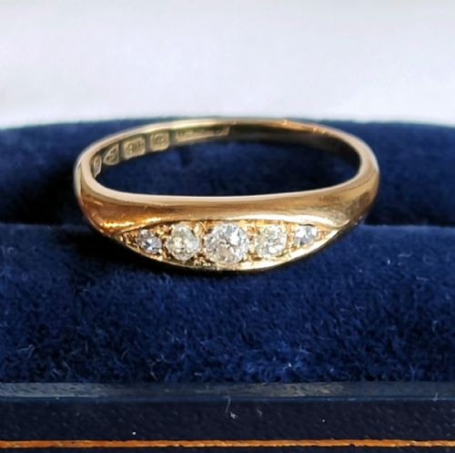 ANTIQUE 18CT GOLD DIAMOND GYPSY RING CHESTER 1914 WW1 RING SIZE P5 - ADDITIONAL PHOTO 9