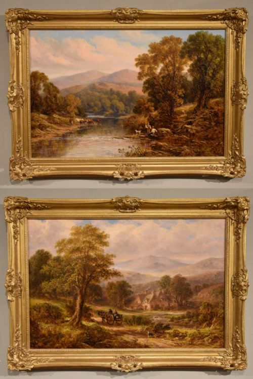 oil painting pair by thomas thomas staffordshire farmsteads - CATEGORY: ANTIQUE ART - DATED 19TH CENTURY