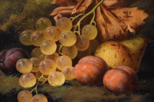 OIL PAINTING PAIR BY HENRY GEORGE TODD WHITE GRAPES AND PLUMS - ADDITIONAL PHOTO 6