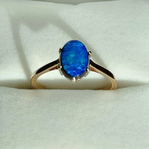 rare art deco 9ct black opal doublet size o - CATEGORY: ANTIQUE JEWELLERY - DATED 1920