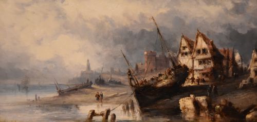 OIL PAINTING BY ANDRE FONECHE A FRENCH COASTAL SCENE - ADDITIONAL PHOTO 1