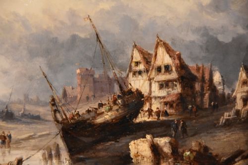 OIL PAINTING BY ANDRE FONECHE A FRENCH COASTAL SCENE - ADDITIONAL PHOTO 2