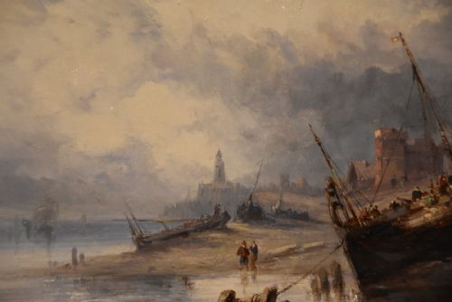 OIL PAINTING BY ANDRE FONECHE A FRENCH COASTAL SCENE - ADDITIONAL PHOTO 3