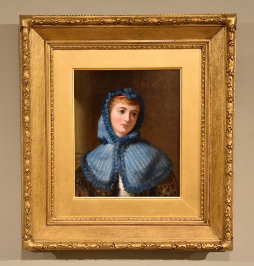 oil painting by james barnes little blue riding hood - CATEGORY: ANTIQUE ART - DATED 19TH CENTURY