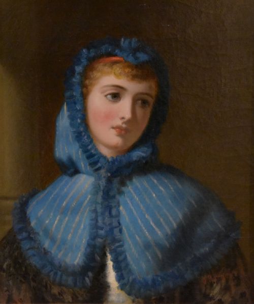 OIL PAINTING BY JAMES BARNES LITTLE BLUE RIDING HOOD - ADDITIONAL PHOTO 1