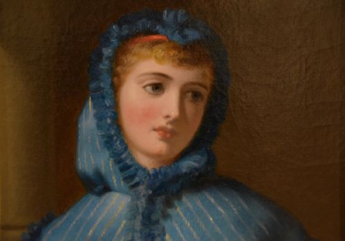 OIL PAINTING BY JAMES BARNES LITTLE BLUE RIDING HOOD - ADDITIONAL PHOTO 2