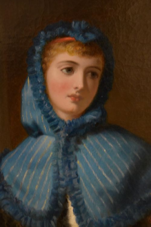 OIL PAINTING BY JAMES BARNES LITTLE BLUE RIDING HOOD - ADDITIONAL PHOTO 3