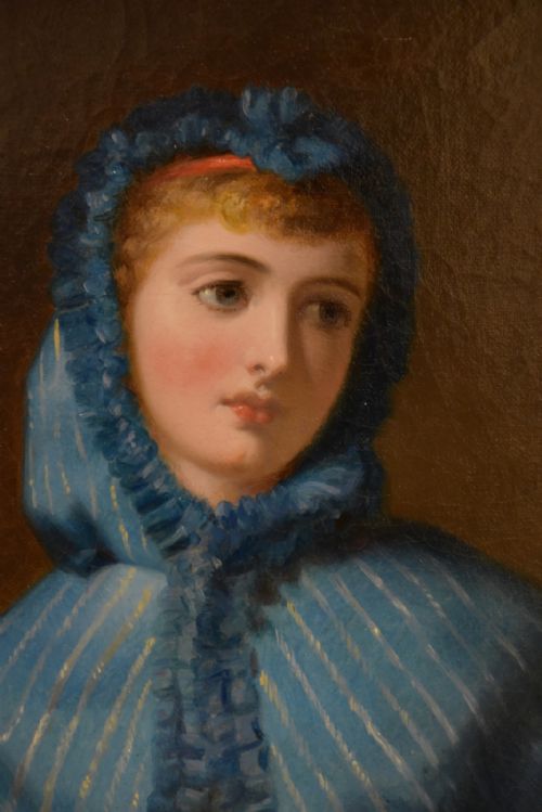OIL PAINTING BY JAMES BARNES LITTLE BLUE RIDING HOOD - ADDITIONAL PHOTO 4
