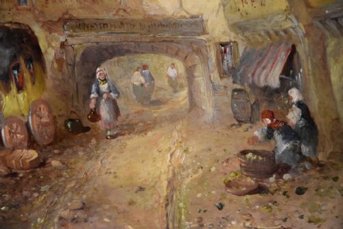 OIL PAINTING BY CLIFFORD MONTAGUE CONTINENTAL TOWN SCENE - ADDITIONAL PHOTO 1
