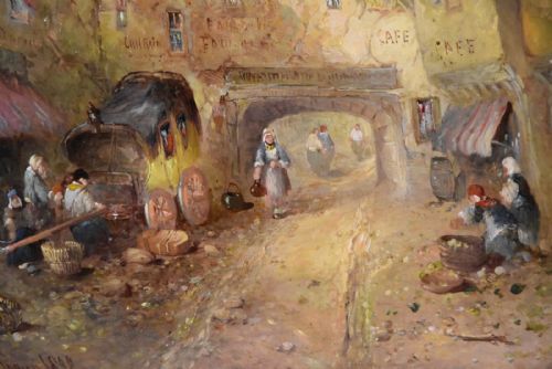 OIL PAINTING BY CLIFFORD MONTAGUE CONTINENTAL TOWN SCENE - ADDITIONAL PHOTO 3