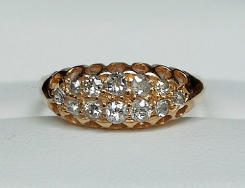 antique 18ct gold diamond double row ring 100 carat diamonds - CATEGORY: ANTIQUE JEWELLERY - DATED VICTORIAN