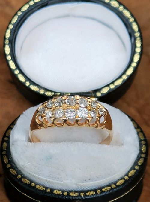 ANTIQUE 18CT GOLD DIAMOND DOUBLE ROW RING 100 CARAT DIAMONDS - ADDITIONAL PHOTO 1