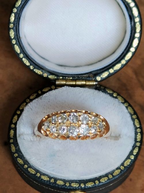 ANTIQUE 18CT GOLD DIAMOND DOUBLE ROW RING 100 CARAT DIAMONDS - ADDITIONAL PHOTO 2
