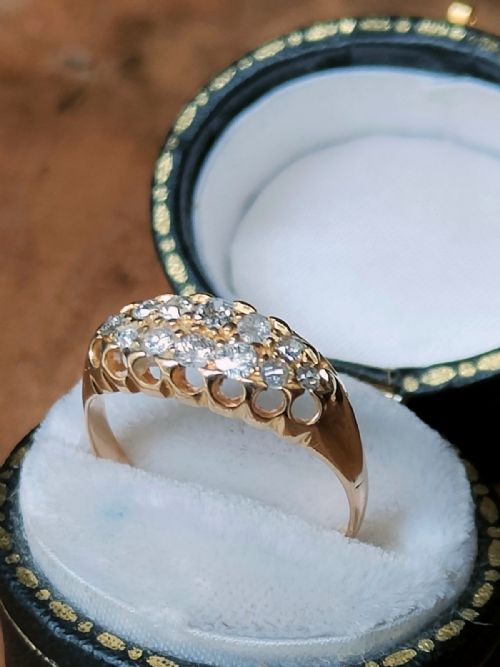 ANTIQUE 18CT GOLD DIAMOND DOUBLE ROW RING 100 CARAT DIAMONDS - ADDITIONAL PHOTO 3