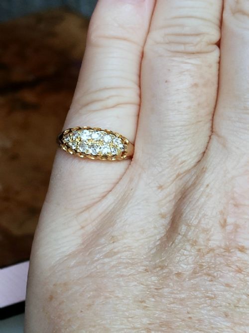 ANTIQUE 18CT GOLD DIAMOND DOUBLE ROW RING 100 CARAT DIAMONDS - ADDITIONAL PHOTO 5