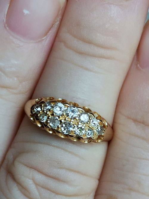 ANTIQUE 18CT GOLD DIAMOND DOUBLE ROW RING 100 CARAT DIAMONDS - ADDITIONAL PHOTO 6