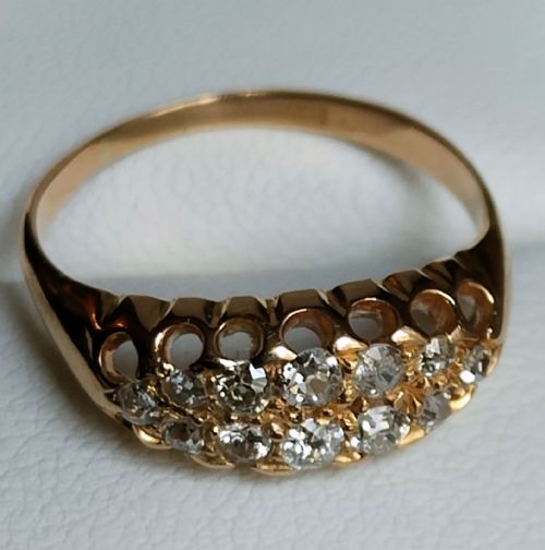 ANTIQUE 18CT GOLD DIAMOND DOUBLE ROW RING 100 CARAT DIAMONDS - ADDITIONAL PHOTO 9