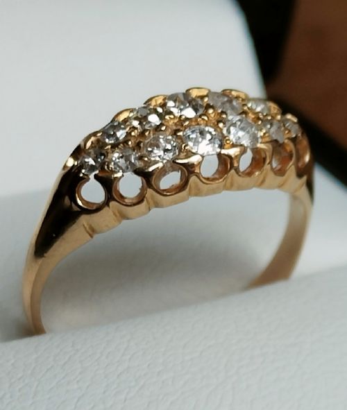 ANTIQUE 18CT GOLD DIAMOND DOUBLE ROW RING 100 CARAT DIAMONDS - ADDITIONAL PHOTO 11