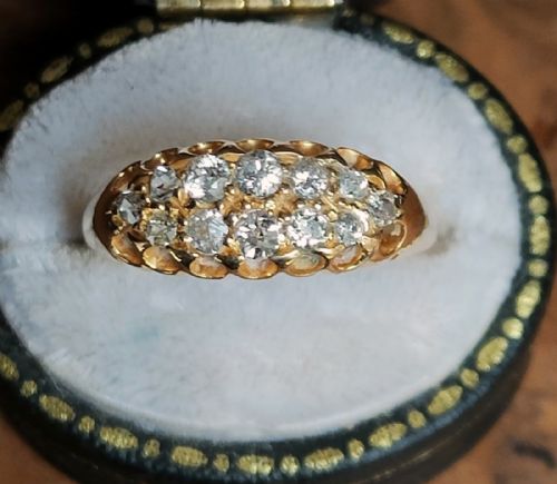 ANTIQUE 18CT GOLD DIAMOND DOUBLE ROW RING 100 CARAT DIAMONDS - ADDITIONAL PHOTO 12