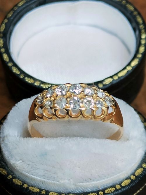 ANTIQUE 18CT GOLD DIAMOND DOUBLE ROW RING 100 CARAT DIAMONDS - ADDITIONAL PHOTO 13