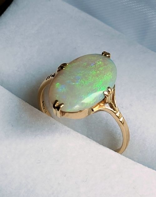 LARGE ANTIQUE 18CT GOLD SOLITAIRE FIERY OPAL RING SIZE N - ADDITIONAL PHOTO 6