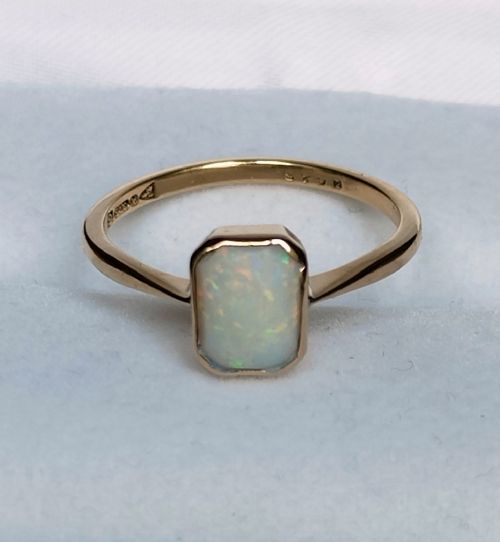 RARE ART DECO 9CT GOLD OPAL SOLITAIRE RING HALLMARKED CHESTER 1932 - ADDITIONAL PHOTO 7