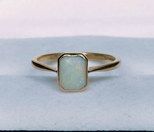 RARE ART DECO 9CT GOLD OPAL SOLITAIRE RING HALLMARKED CHESTER 1932 - ADDITIONAL PHOTO 8