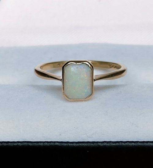 RARE ART DECO 9CT GOLD OPAL SOLITAIRE RING HALLMARKED CHESTER 1932 - ADDITIONAL PHOTO 9