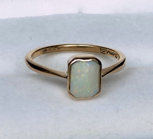 RARE ART DECO 9CT GOLD OPAL SOLITAIRE RING HALLMARKED CHESTER 1932 - ADDITIONAL PHOTO 11