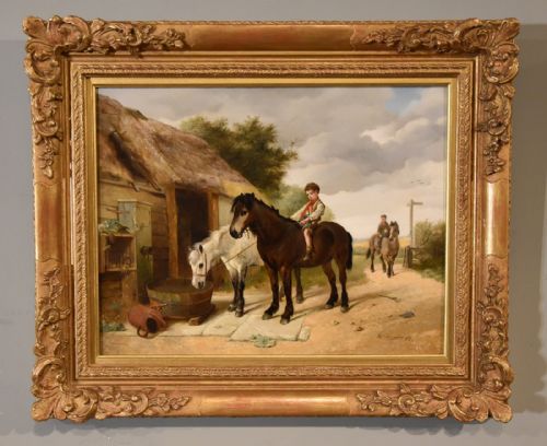 oil painting by walter hunt home from pasture - CATEGORY: ANTIQUE ART - DATED 19TH CENTURY
