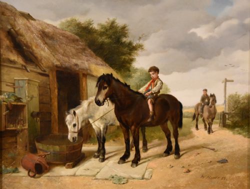 OIL PAINTING BY WALTER HUNT HOME FROM PASTURE - ADDITIONAL PHOTO 1