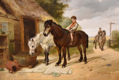 OIL PAINTING BY WALTER HUNT HOME FROM PASTURE - ADDITIONAL PHOTO 2