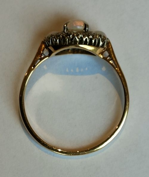 RARE ART DECO 18CT GOLD PLATINUM OPAL DIAMOND RING - ADDITIONAL PHOTO 3