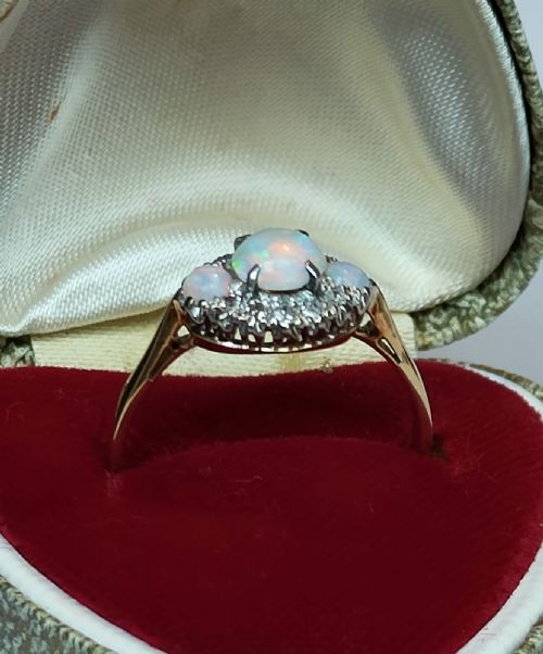RARE ART DECO 18CT GOLD PLATINUM OPAL DIAMOND RING - ADDITIONAL PHOTO 7