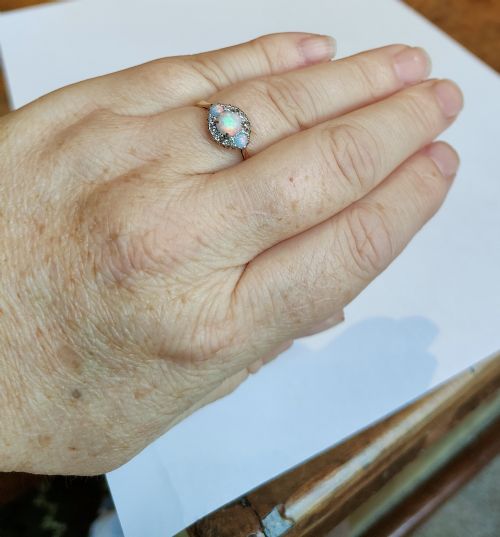 RARE ART DECO 18CT GOLD PLATINUM OPAL DIAMOND RING - ADDITIONAL PHOTO 12