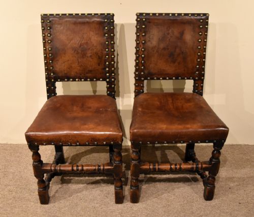 SET OF SIX OAK CHAIRS LATE 19TH CENTURY OAK LEATHER CHAIRS - ADDITIONAL PHOTO 1