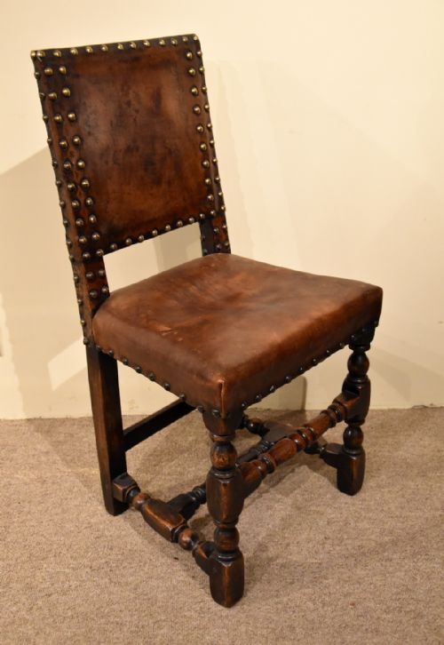 SET OF SIX OAK CHAIRS LATE 19TH CENTURY OAK LEATHER CHAIRS - ADDITIONAL PHOTO 2
