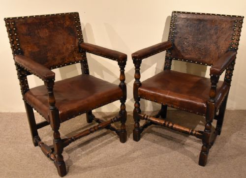 SET OF SIX OAK CHAIRS LATE 19TH CENTURY OAK LEATHER CHAIRS - ADDITIONAL PHOTO 6