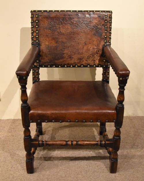 SET OF SIX OAK CHAIRS LATE 19TH CENTURY OAK LEATHER CHAIRS - ADDITIONAL PHOTO 7