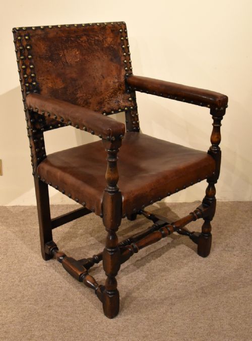 SET OF SIX OAK CHAIRS LATE 19TH CENTURY OAK LEATHER CHAIRS - ADDITIONAL PHOTO 8