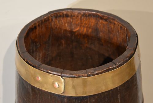 19TH CENTURY OAK BARREL STICK UMBRELLA STAND - ADDITIONAL PHOTO 2