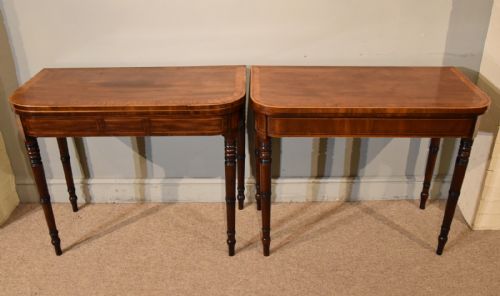 pair of mahogany satinwood card tables - CATEGORY: ANTIQUE TABLES - DATED 18TH CENTURY