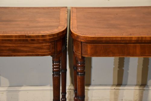 PAIR OF MAHOGANY SATINWOOD CARD TABLES - ADDITIONAL PHOTO 2