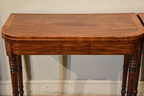 PAIR OF MAHOGANY SATINWOOD CARD TABLES - ADDITIONAL PHOTO 3