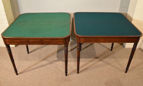 PAIR OF MAHOGANY SATINWOOD CARD TABLES - ADDITIONAL PHOTO 4